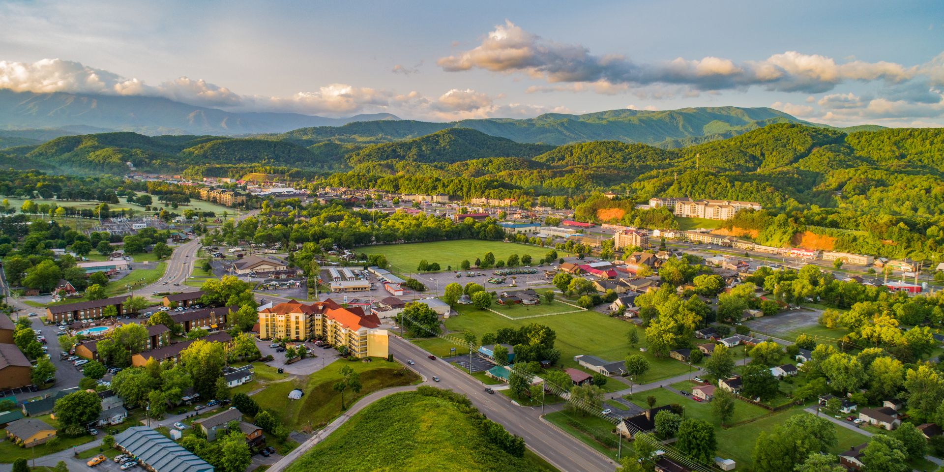 Pigeon Forge and Sevierville aerial drone immage