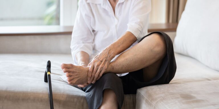 older woman with leg pain
