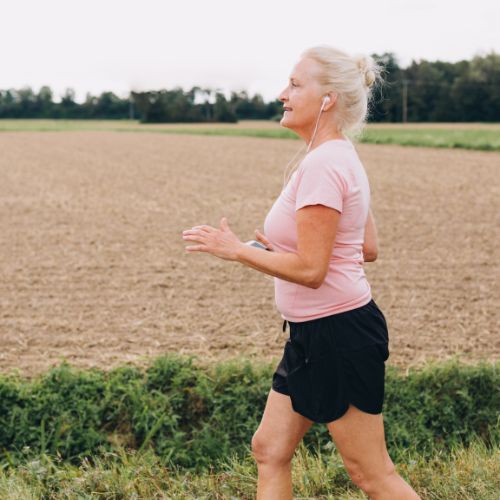 Woman running outside