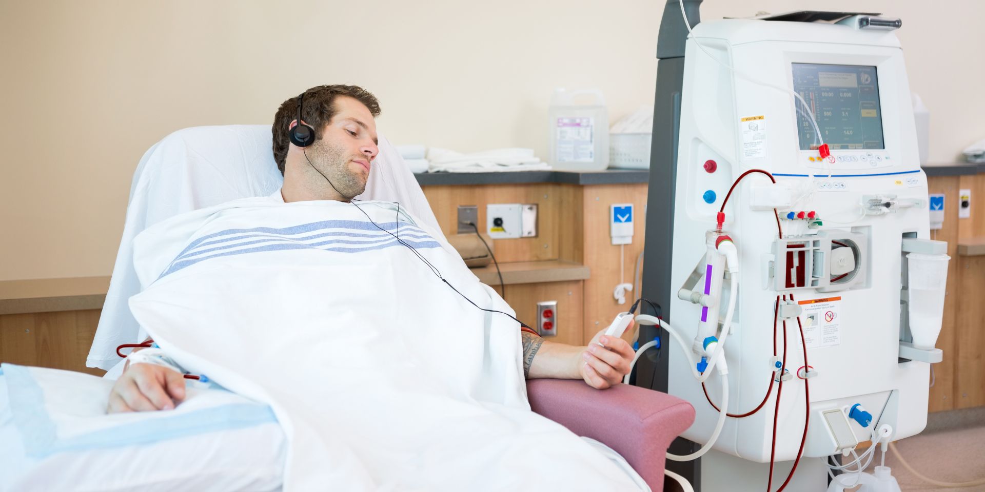 man undergoing dialysis