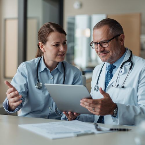 doctors discussing a vascular second opinion for a medical patient